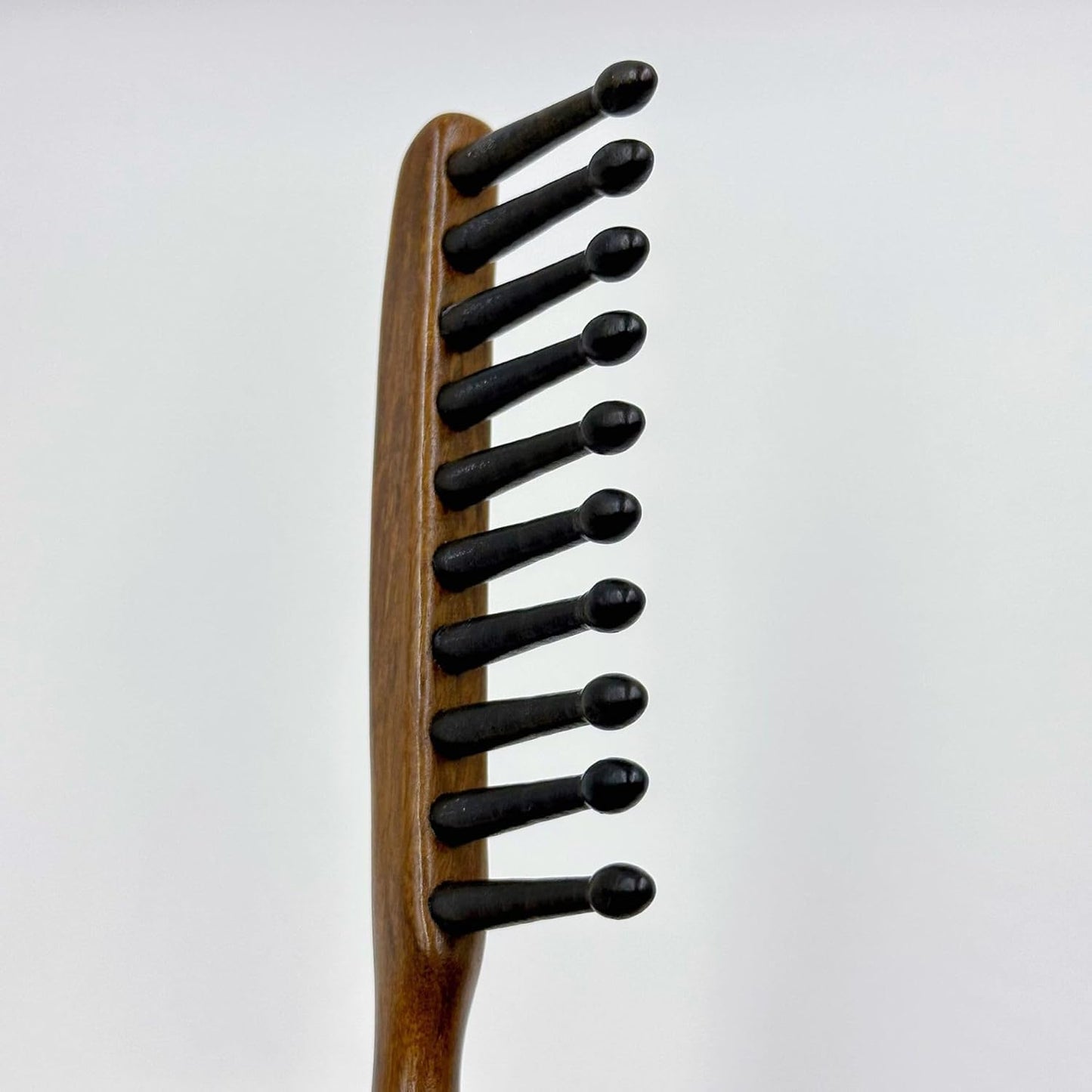 Nine Teeth Meridian Massage Comb - Scalp Massage Comb Gua Sha Ebony Wood Head Massager for Hair Growth, Hair Massage Wooden Gift for Women (Golden sandalwood, 7.9” x 1.8”)