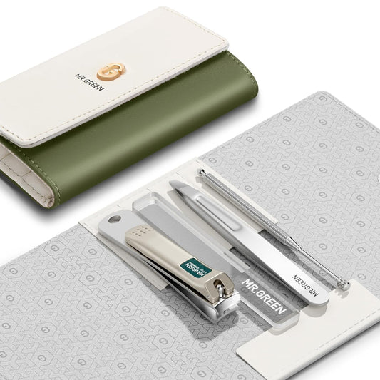 MR.GREEN Colorful Manicure Set Practical Pedicure Kits Nail Clippers Personal Care Tools Facial Hair Scissors with Fashion Case (Mr-6681 Green) | alldaygood beauty
