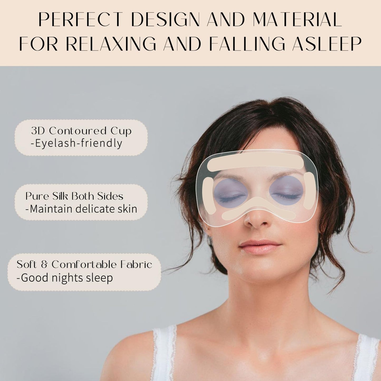 100% 22 Momme Mulberry Silk Sleep Mask, Eye Cover for Sleeping, Blackout 3D Sleep Masks for Lash Extensions with Adjustable Strap for Men and Women (Haze Blue)