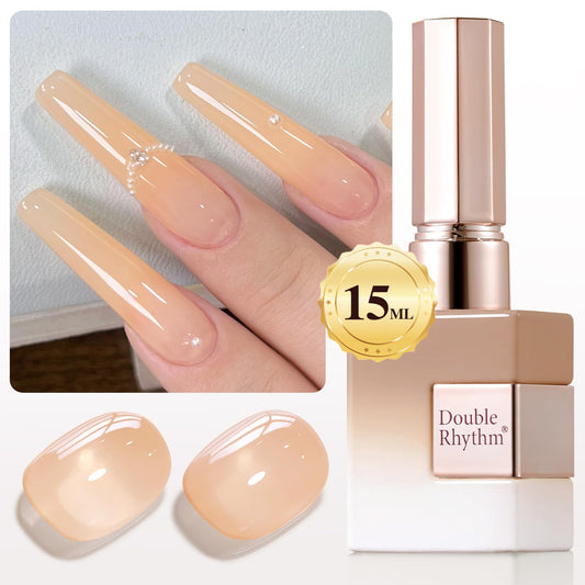 Double Rhythm Translucent Gel Polish Sheer Neutral Natural Light Milky Same Color Same Bottle 15ML Jelly UV Nail Polish Nail Art DIY at Home (Light Yellow Pink-A1423) | alldaygood beauty