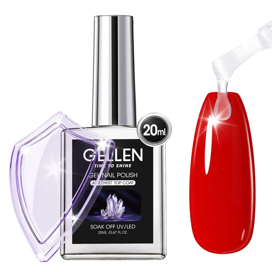 GELLEN No Wipe Gel Top Coat, 20ml Clear Glossy Top Coat Gel Nail Polish, Long Lasting for 28+ Days, DIY Nail Art Manicure for Women Gilrs | alldaygood beauty