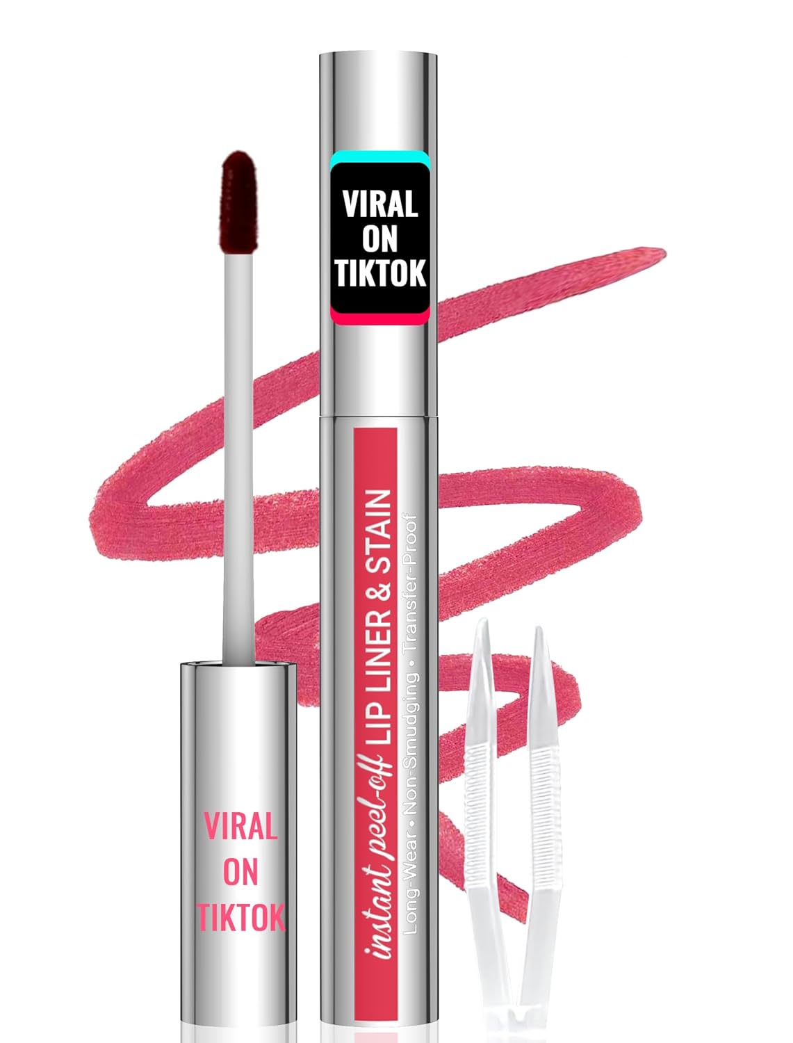 iMethod Lip Stain - Lip Liner Stain, Peel Off Lip Stain with Tweezer, Natural Long Lasting, Waterproof, Easy to Use, Stay On All Day, Rose