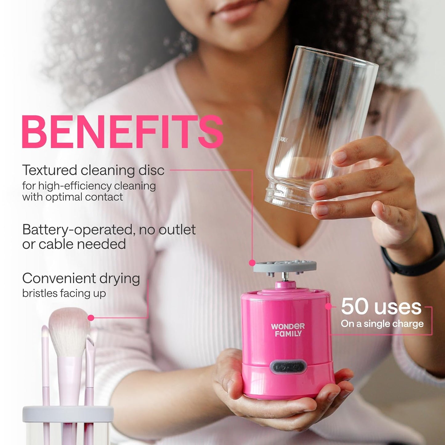 Premium Electric Makeup Brush Cleaner Machine 3-in-1 – Automatic Washer & Dryer for Makeup Brushes, Sponges & Beauty Tools – With Holder Stand