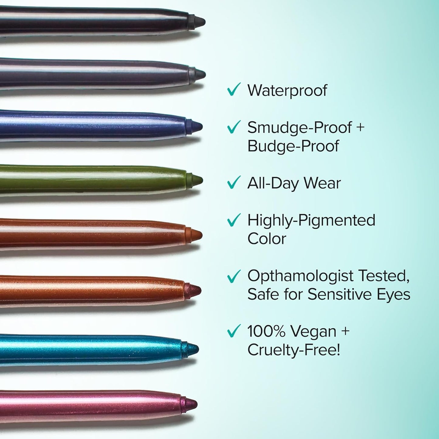 Thrive Causemetics Infinity Waterproof Eyeliner Pencil, Built In Sharpener & Smudge Tip, Long Lasting, Smudge Proof, Hyaluronic Acid & Shea Butter, Vegan & Cruelty Free, Jade (Teal Shimmer)
