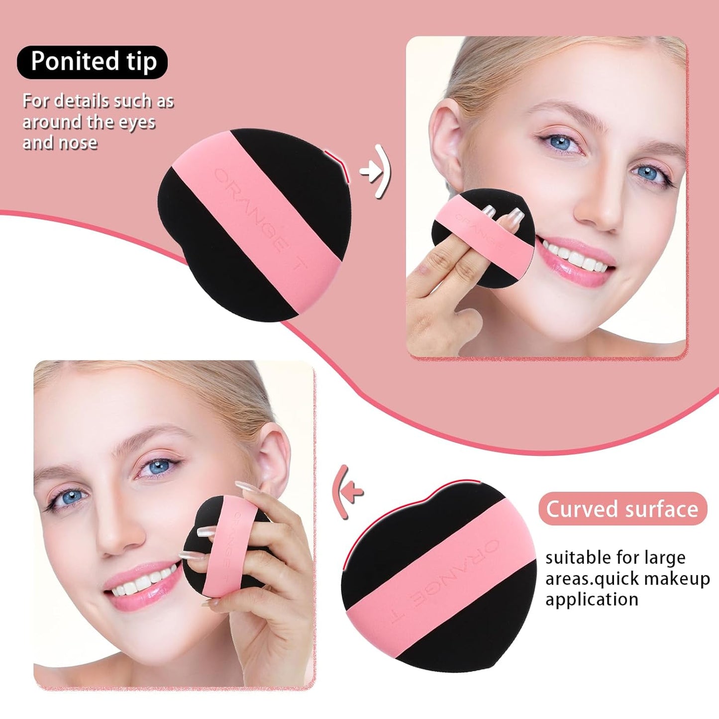 Lilystar 2Pcs Powder Puff Face Soft Makeup Sponge, Soft Triangle Powder Puffs Makeup Sponge Applicator Air Cushion Powder Puff for Liquid Foundation, Cream, Powder, Concealer (Black)