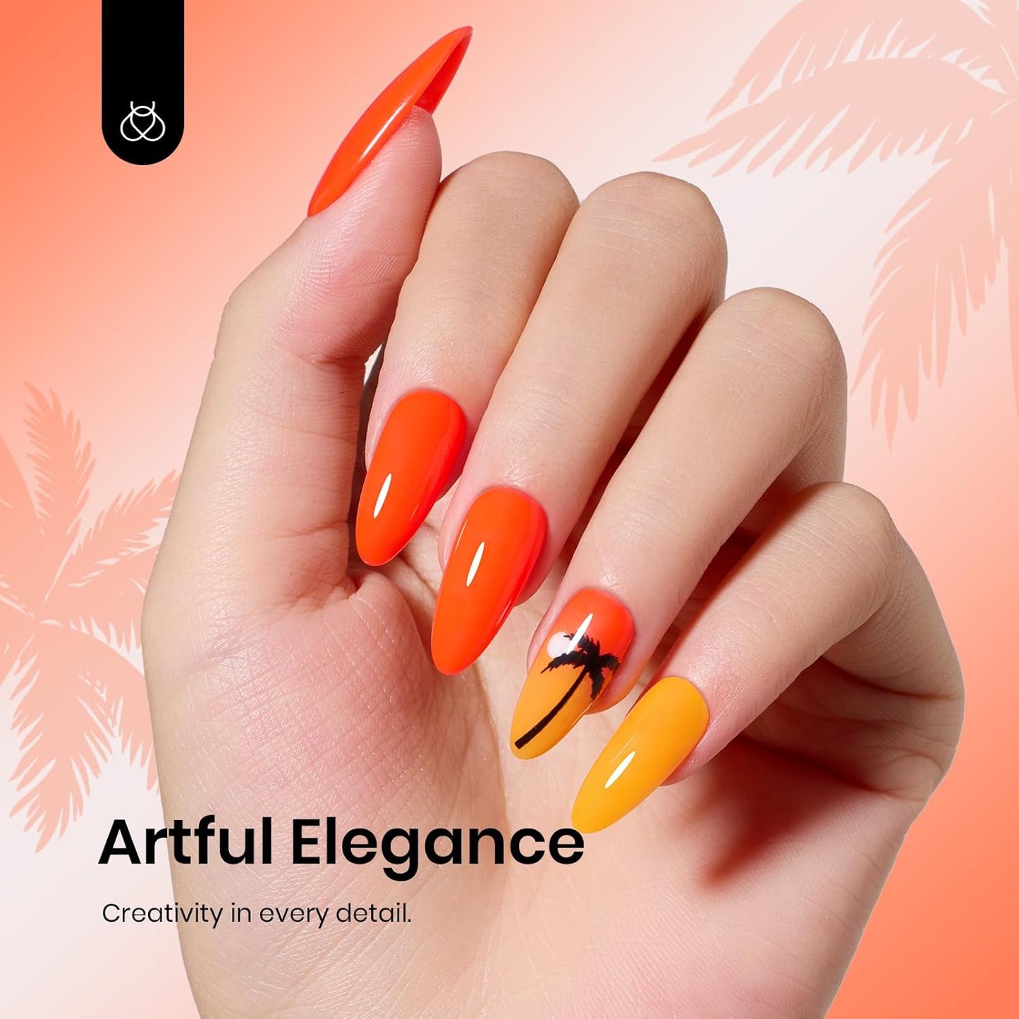 Beetles Neon Orange Gel Polish - Neon Sunset Halloween Gel Nail Polish, Bright Orange Vibrant Color Soak Off UV High Glossy Nail DIY Drawing at Salon Home Nail Art 15ml