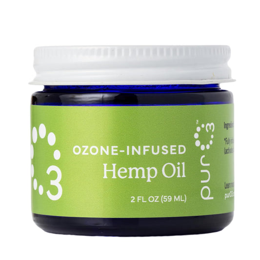 PurO3 Fully Ozonated Hemp Oil - Pure, Natural, Skin Care for Face & Body from Ozonated, Oxygenated Hemp Oil - Glass Jar, 2 oz | alldaygood beauty