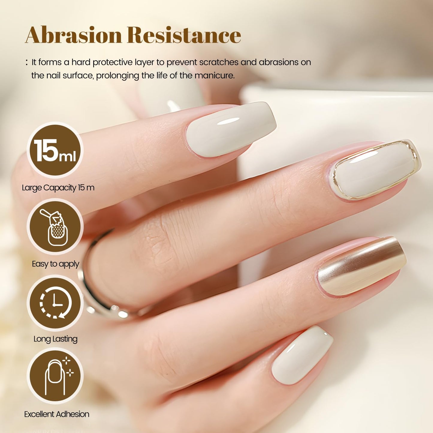 JODSONE 2 Bottles 15ml of Top Coat Gel Polish No Wipe Help Bright Manicure Need Lamp Cured