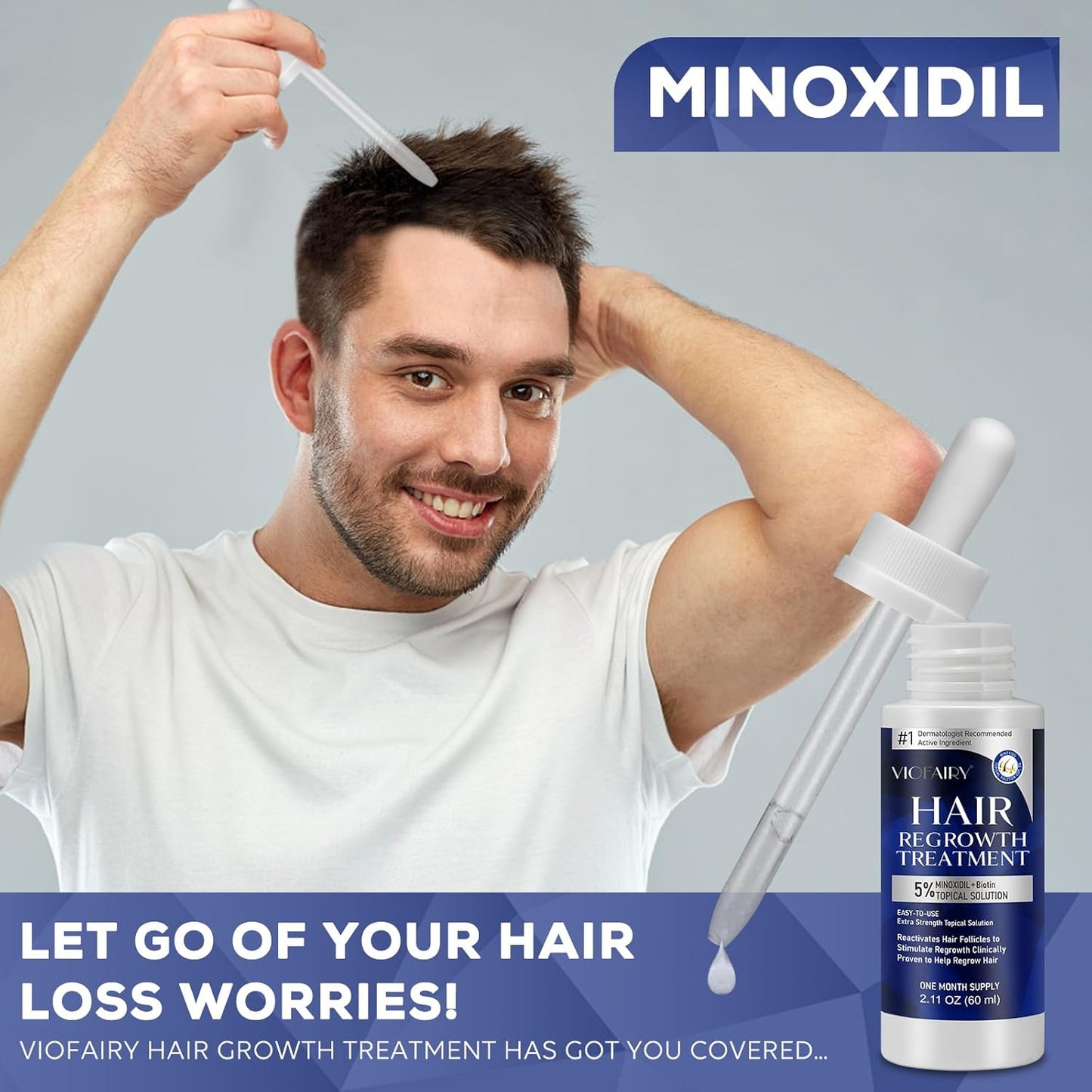 5% Minoxidil for Men and Women, Hair Regrowth Treatment for Thinning Hair and Hair Loss, Topical Solution - 3 Months Supply - Dermatologist recommended (Pack of 3)