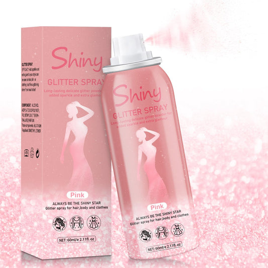 Hair and Body Glitter Spray, Holographic Glitter Highlighter Powder, Hairspray for Clothes, Face Body Shiny Glitter, Loose Shimmer Hairspray Festival Rave Prom Accessories, 2.11 Fl Oz (Pink) | alldaygood beauty
