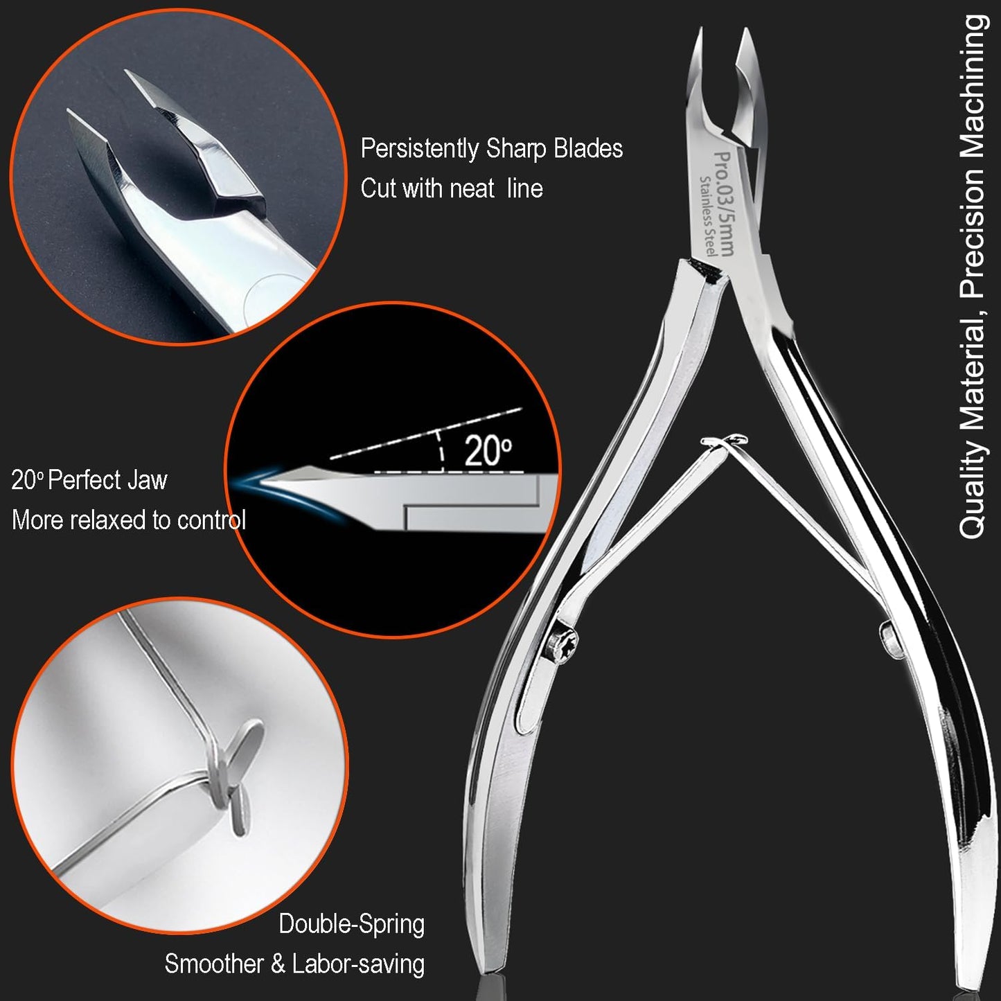 LePinko Salon-Quality Cuticle Trimmer with Cuticle Pusher, Super Labor-saving Cuticle Cutter, Sharp Cuticle Clippers for Manicurist, Professional Pedicure Manicure Nail Care Tool, 5mm Jaw