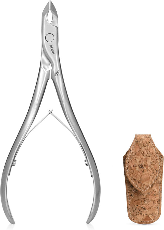 GERMANIKURE Standard Professional Cuticle Trimmer - 1/2 Half Jaw Nipper - Ethically Made in Germany - FINOX Stainless Steel Sharp Cuticle Remover in Cork Case – Manicure Tool, r175, 5mm