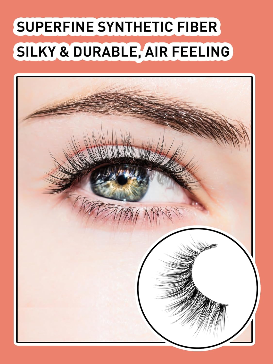 Lashes Wispy False Eyelashes Natural Volume Fluffy Lashes 12MM Strip Eyelashes with Thin Band C Curl Eyelashes False Eye Lashes Pack 7 Pair Siligli