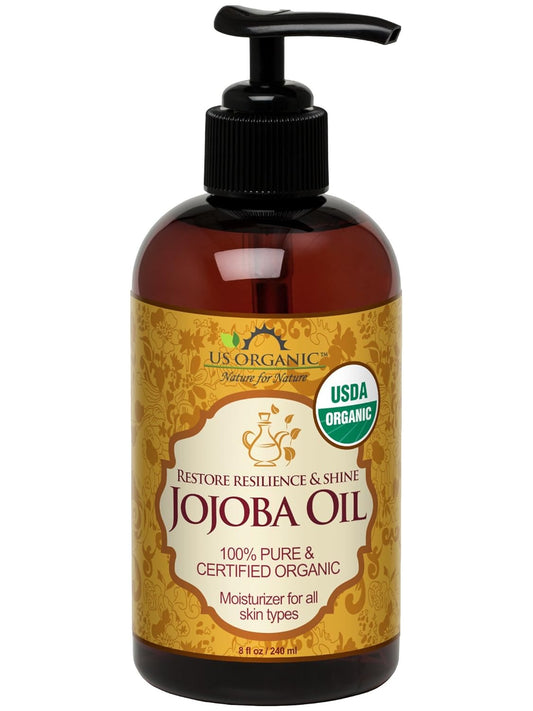 US Organic Jojoba Oil, USDA Certified Organic,100% Pure & Natural, Cold Pressed Virgin, Unrefined, Haxane Free, Sourced from Middle East directly (Large (8oz, 240ml)) | alldaygood beauty