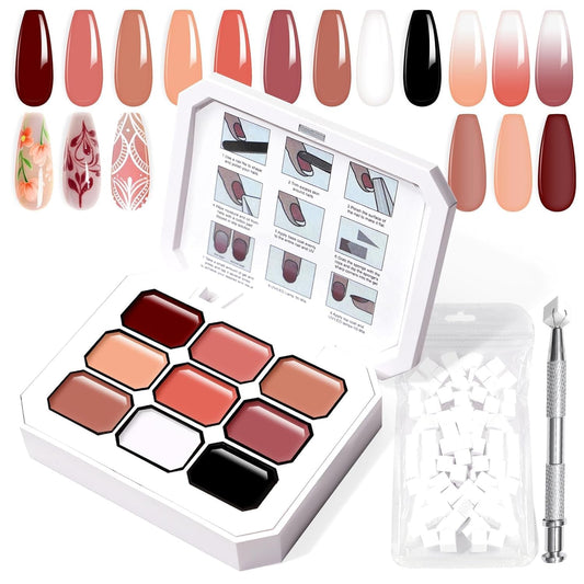 Gradient Painting Gel, 9 Colors Ombre Gel Nail Polish Include Almond Nude Black&White Sponging for Pigment Pat Kit Aura Nails, French Manicure DIY Terracotta Blush Set | alldaygood beauty