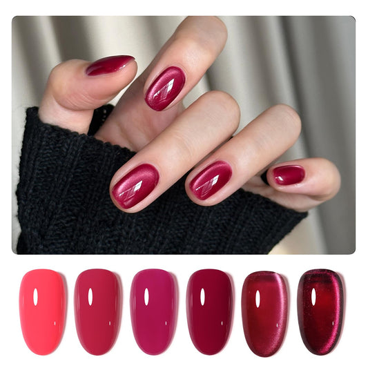 GAOY Mauve Gel Nail Polish, Magenta Cat Eye Gel with Magnet, Dark Pink Color Set Salon Manicure and Nail Art DIY at Home | alldaygood beauty