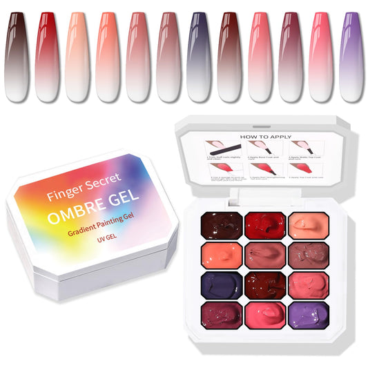 Sponge Pat Paint Nail Gel, Ombre Nails Gradient Gel Nail Blush Blooming Aura Nails Drawing Stripper Floral Painting DIY Nail Art, No Wipe, UV/LED Curing (12 Colors G) | alldaygood beauty