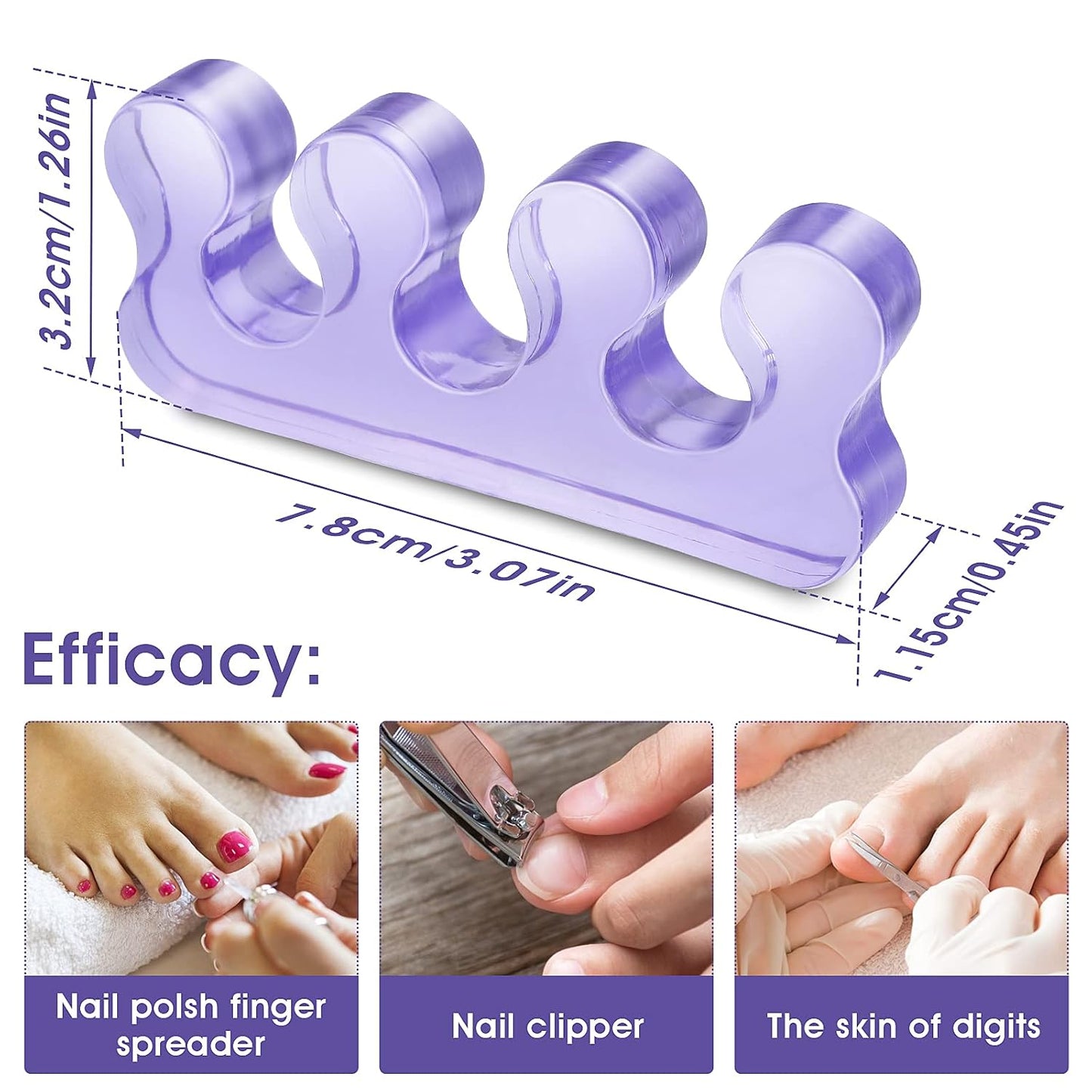 Molain 4Pcs Toe Separators Pedicure,Pedicure Toe Separators,Repeatable Washable Toenail Dividers,Toe Separators for Nail Polish Application