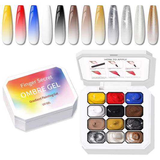 Sponge Pat Paint Nail Gel, Ombre Nails Gradient Gel Nail Blush Blooming Aura Nails Drawing Stripper Floral Painting DIY Nail Art, No Wipe, UV/LED Curing (12 Colors F) | alldaygood beauty