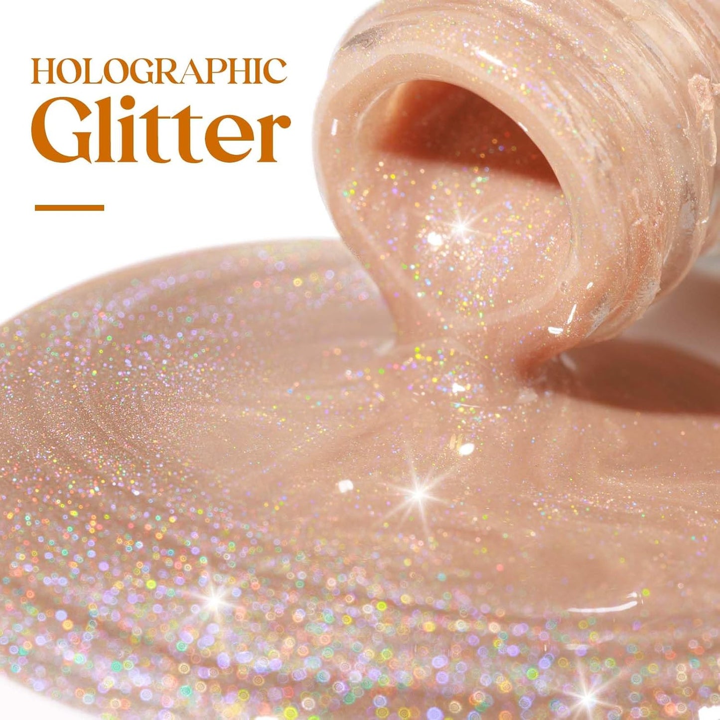 MIZHSE Holographic Nail Polish, Light Brown Shimmery Nail Polish Non Gel, Air Dry Fast Glossy Shiny Nail Pigment Oil-based Laser Iridescent Chrome Nail Art Salon Manicure Home