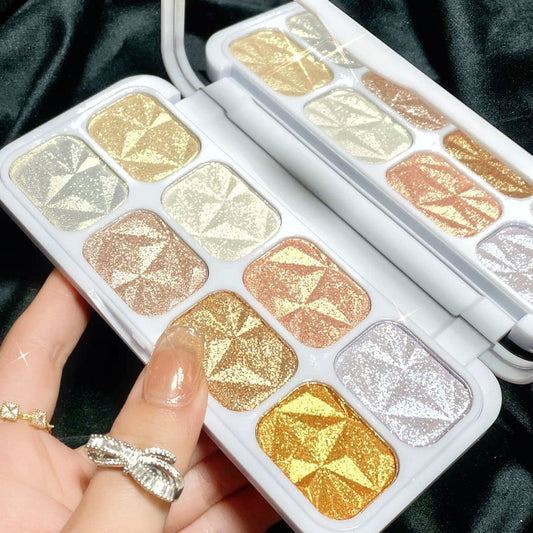 evpct 8 Colors Highlighter Makeup Palette for Face Highlighters & Luminizers iluminadores de maquillaje profesional Gold Cheek Diamond Shimmer Stick Glitter Contour Bronzer and Highlighter Palette | alldaygood beauty