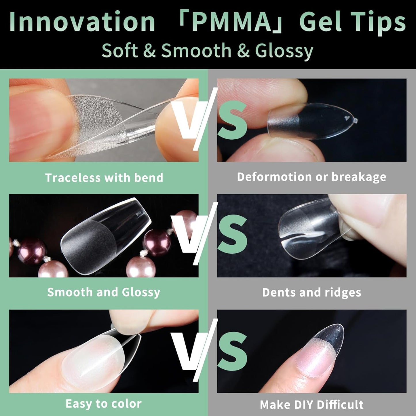 Medium Coffin Nail Tips, 216pcs Acrylic Ballerina Soft Fake Nails Gel Nail Tips, Full Cover Pre-Shaped Matte Clear Press on Nails for Extension, Diy at Home Manicure 12 Sizes