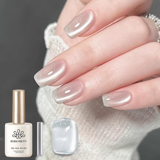 BORN PRETTY Silver Cat Magnetic Eye Gel Nail Polish Crystal Glass Cat Magnetic Shimmer Gel Polish Glass Magnetic Gel Gift 15ML | alldaygood beauty