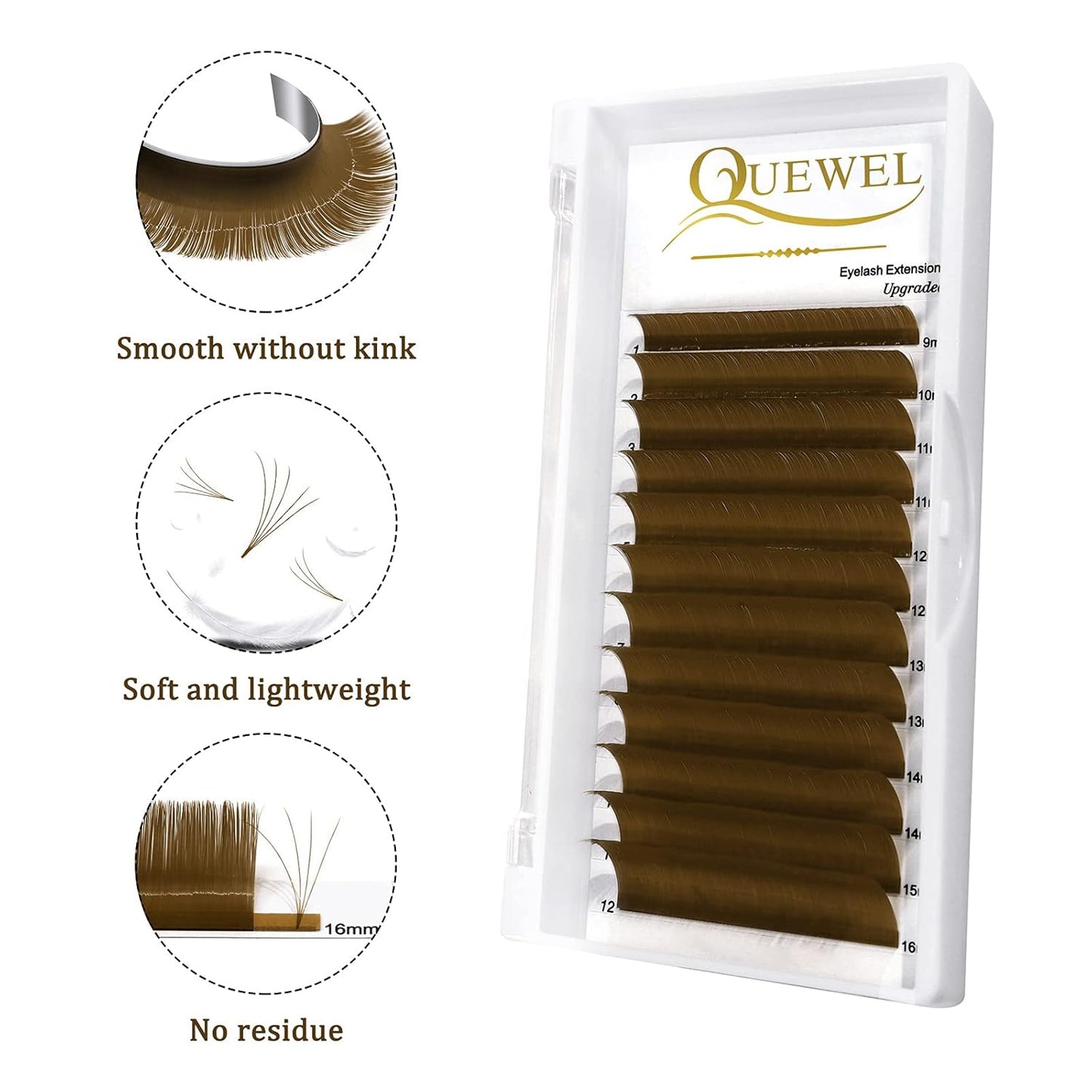 Colored Lash Extensions Easy Fan Volume Lashes Brown Lash Extensions 0.07 C Curl 9-16mm Mixed Tray 3D 5D-20D Rapid Blooming Flower Self Fanning Mega Volume Eyelash Extensions (Brown .07 C 9-16mm)