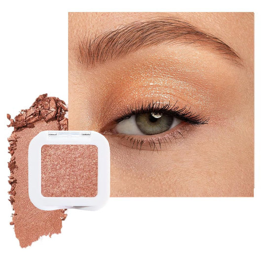 evpct Champagne Gold Glitter Eyeshadow Palette Single, Nude Gold Pink Shimmer Sparkle Cream Eye Shadow Palette Brightener Makeup for Older Women, High Pigment Long Lasting Monochrome Mini Eyeshadow | alldaygood beauty