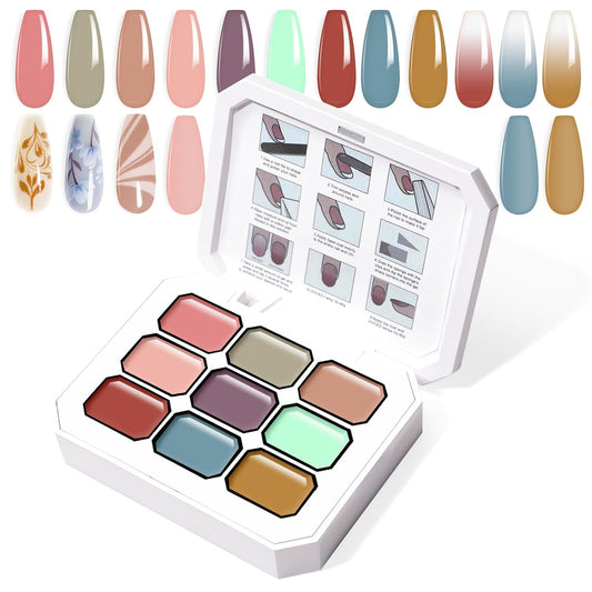 Gradient Painting Gel, 9 Colors Ombre Gel Nail Polish for Pigment Pat Nails Aura Nails French Manicure Soak Off UV Long-lasting Home Salon DIY Nail Art Monet’s Garden | alldaygood beauty