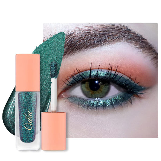 Oulac Liquid Glitter Eyeshadow - Green Shimmer Eyeshadow & Liquid Eyeliner - Non-sticky, One-Swipe Coverage with Quick-Drying, Crease-resistant Formula. Vegan & Cruelty-Free (11) | alldaygood beauty