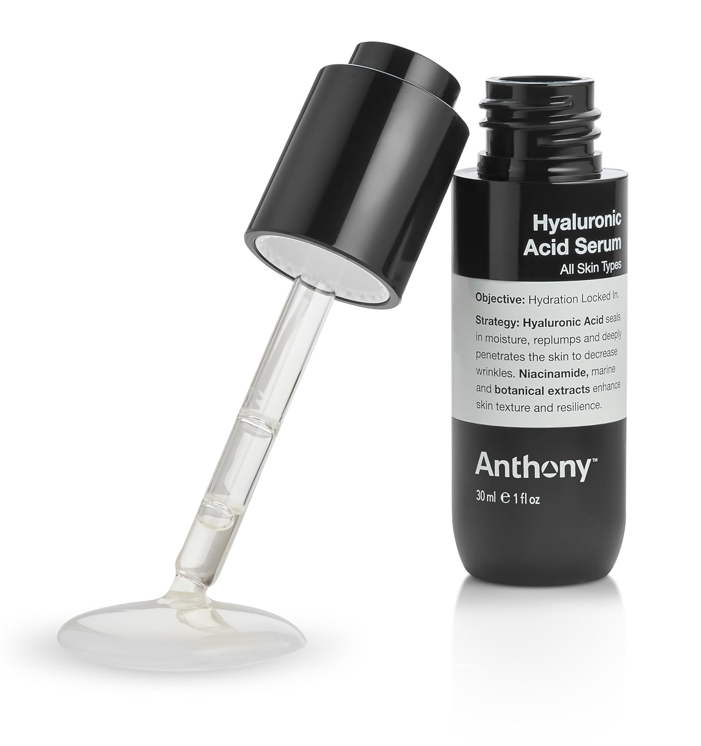 Anthony Hyaluronic Acid Serum – Hydrating Face Serum with Dual Hyaluronic Acid, Coconut Water & Niacinamide – Lightweight, Non-Greasy Formula for All Skin Types – 1 oz