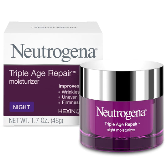 Neutrogena Triple Age Repair Night Face Moisturizer - with Hexinol Technology & Vitamin C, Anti-Wrinkle Face Cream, Visibly Reduces the look Wrinkles & Firms Skin While You Sleep, 1.7 oz