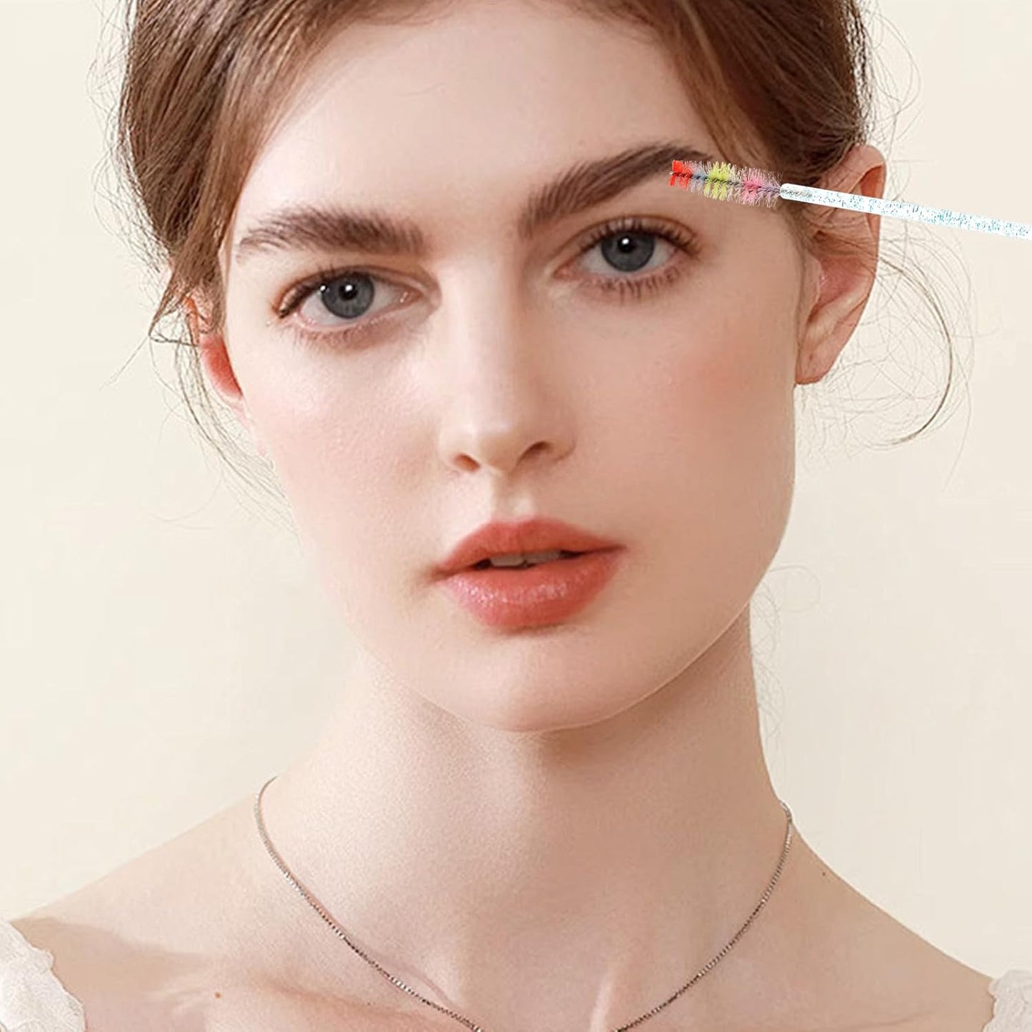 300PCS Disposable Mascara Wands Spoolie Brush Crystal Eyebrow Rainbow Brushes Eyelash Extension Applicator Makeup Kits.myaokue-up(Mix 6 Color)