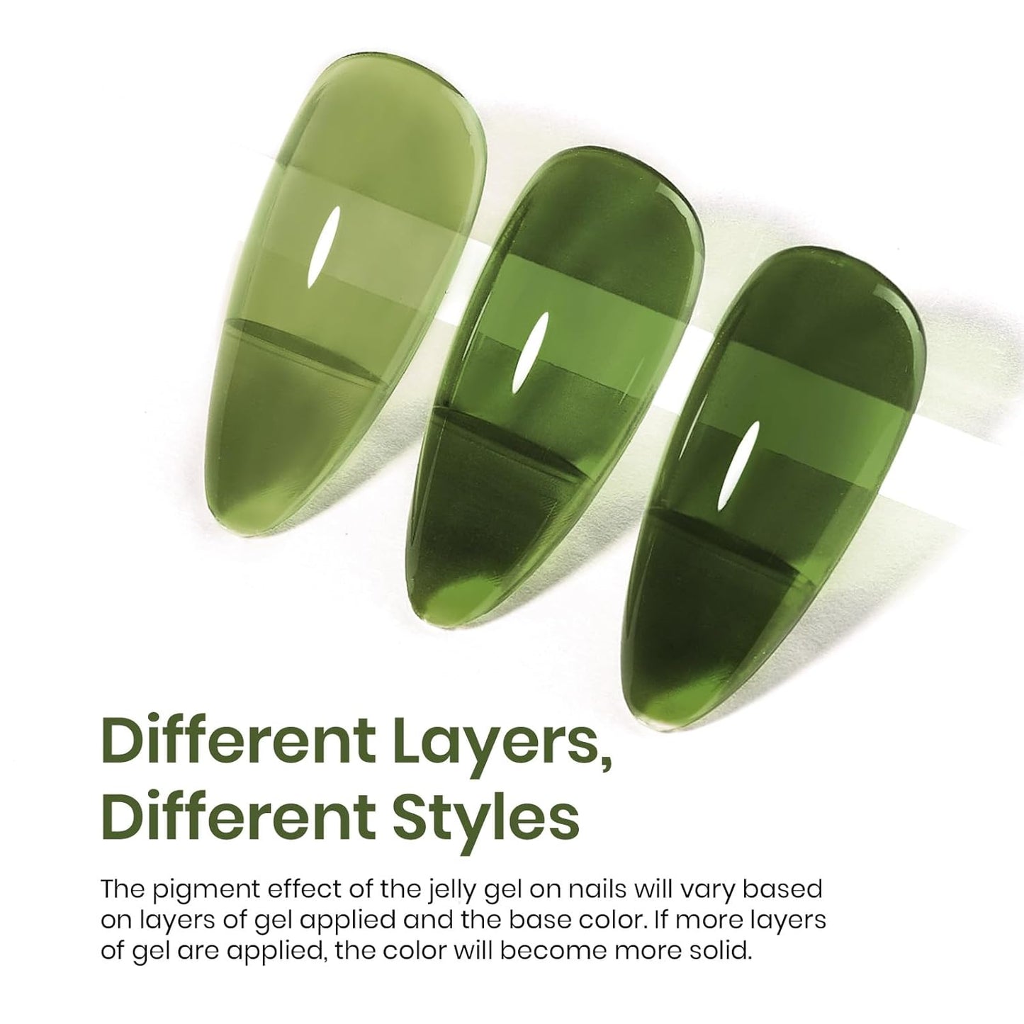 Beetles Green Gel Nail Polish - 15ml Olive Green Natural Jelly Gel Polish Fall Color Sheer Translucent Effect Soak Off UV Nail Art DIY Manicure Gift for Women