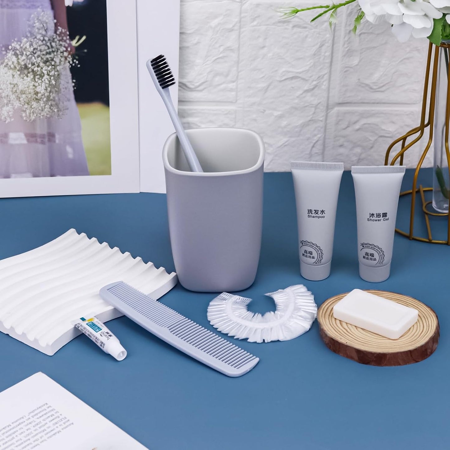 Hygiene Kit, Hygiene Kit Bulk, Travel Hygiene Kit With Toothbrush, Toothpaste, Comb, Shampoo, Shower Gel, Shower Cap And Soap, Individually Packed, Suitable For Hotel, Home, Travel (12 sets)