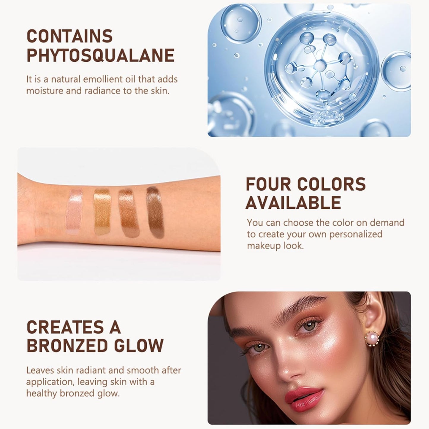 Bronzing Drops For Face, Liquid Bronzer Glow Drops, Face Body Shimmer Glow Illuminator, Nourishing Skincare Bronzer Shimmer Oil, Waterproof Moisturizing Body Highlighter(01 Champagne Shimmer)