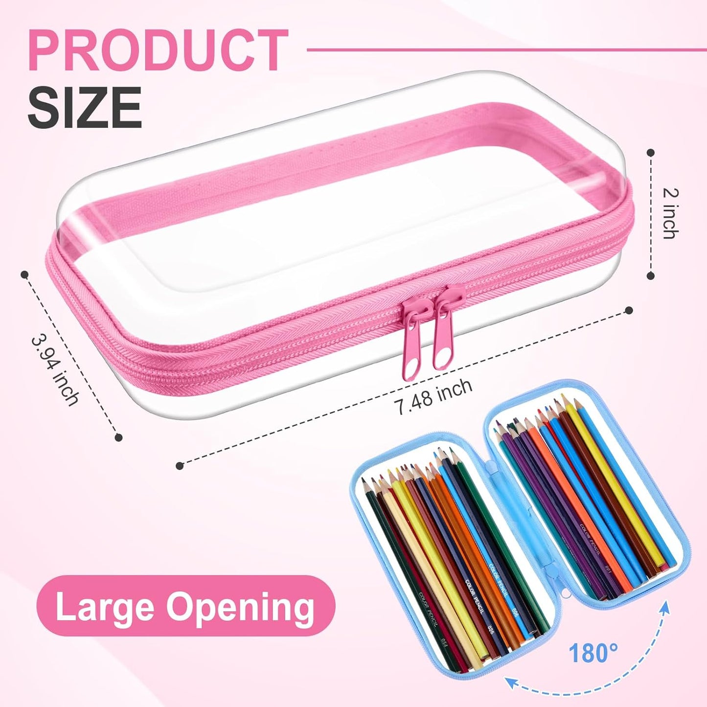 Hoolerry 3 Pcs Clear Hard Zipper Case Plastic Pouch Transparent Hard Case Clear Makeup Bag Portable Travel Organizer Bin for Cosmetics, Building Blocks, Puzzles(Multicolor,S)