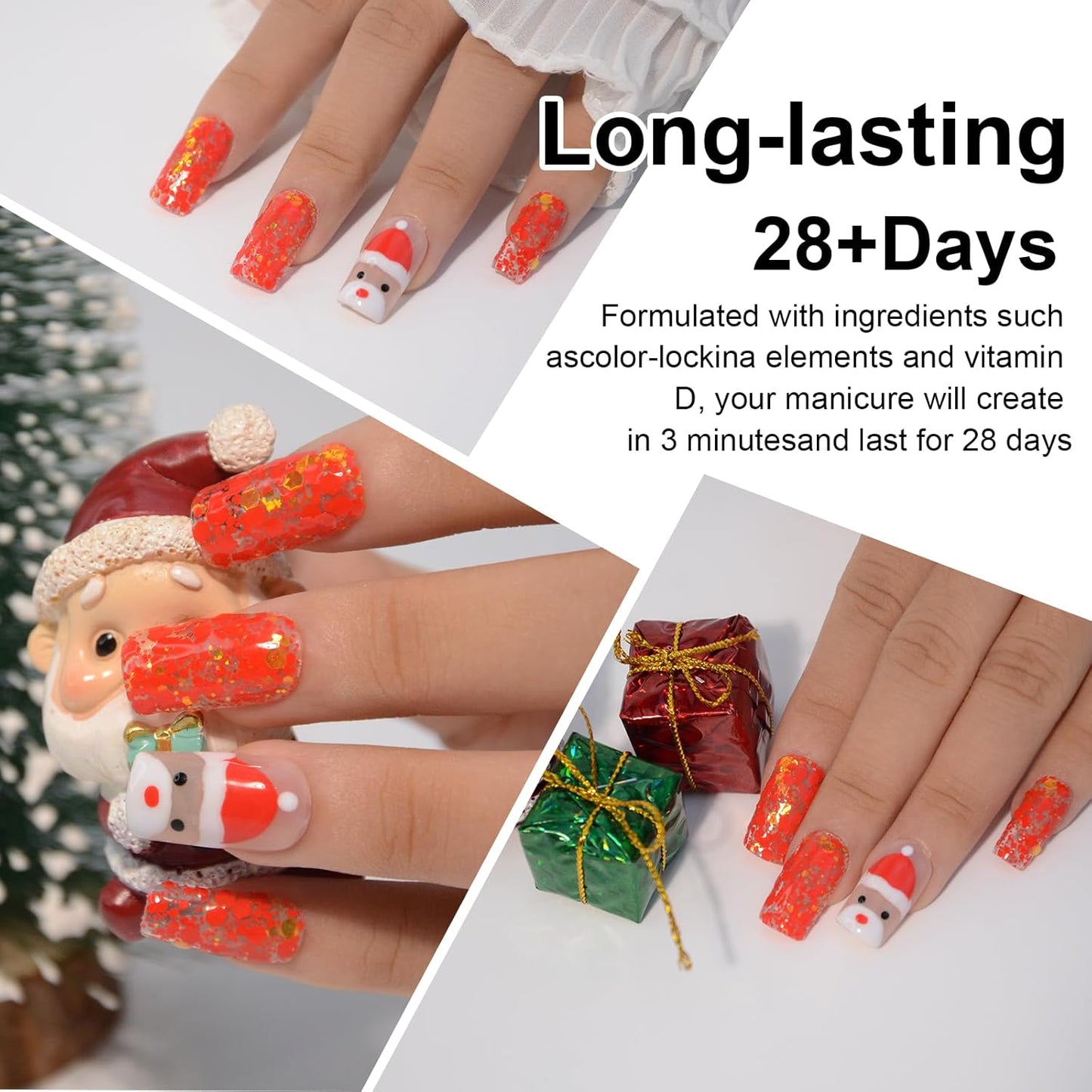 1oz Glitter Sequins Red Color Dip Powder Nails Dipping Nails Long-lasting Nails No UV Light Needed, Dipping Powder French Nail Art Starter Manicure Salon DIY at Home