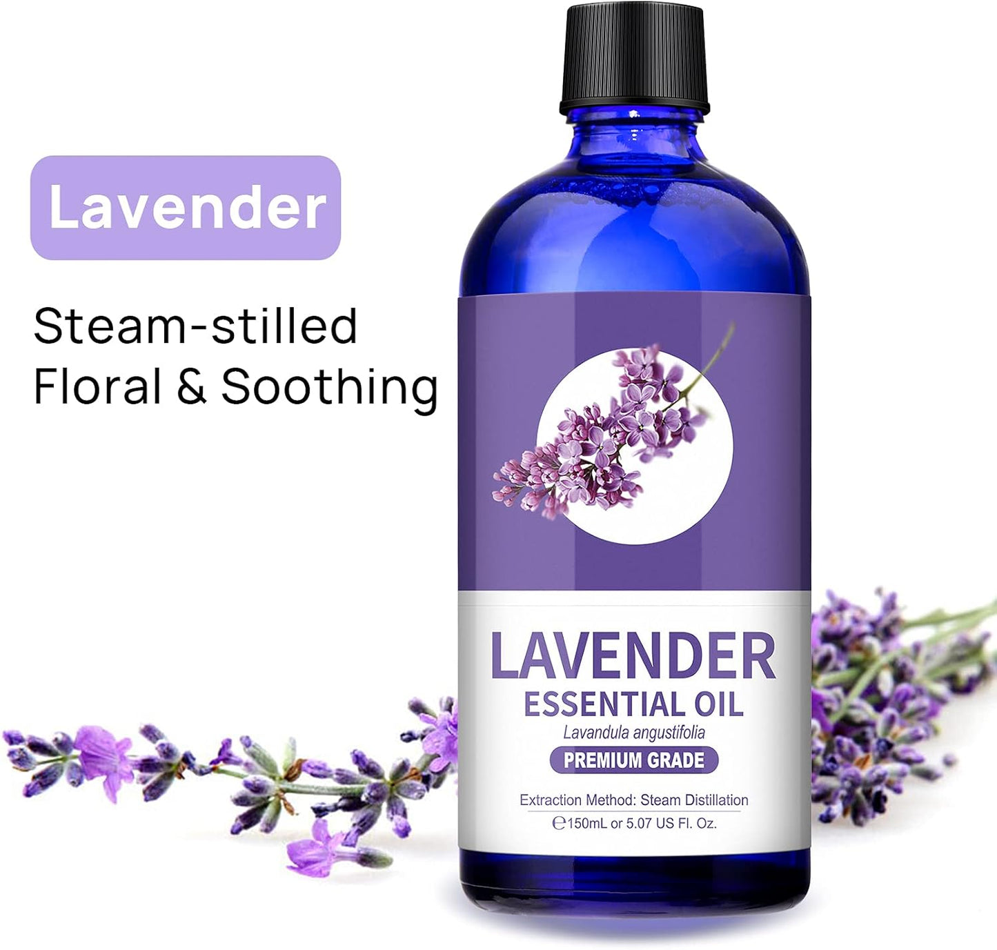 Lagunamoon Lavender Essential Oil - Pure Essential Oils for Diffusers, Humidifiers, Aromatherapy, Cars, Yoga, Home Essentials - Relaxing Fragrance Scents for Fresheners and Candle Making (150ml)