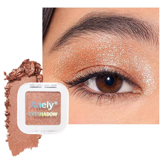 Kaely Pressed Single Eyeshadow Makeup, Champagne Gold Sparkle Highly Pigmented Monochrome Eye Shadow Palette, Waterproof Neutral Powder Mini Eyeshadow, sombras para ojos, Lightweight Blendable, 01 | alldaygood beauty