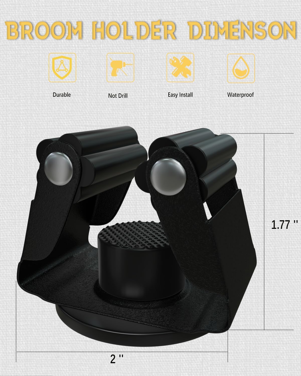 Magnetic Broom Holder, Steel Mop Mount No Drilling Magnetic Holder for Garage Tools, Anti-Slip Utility Mount for Garage, Kitchen, Laundry Tools Organizer and Management - 5 Pack/Black