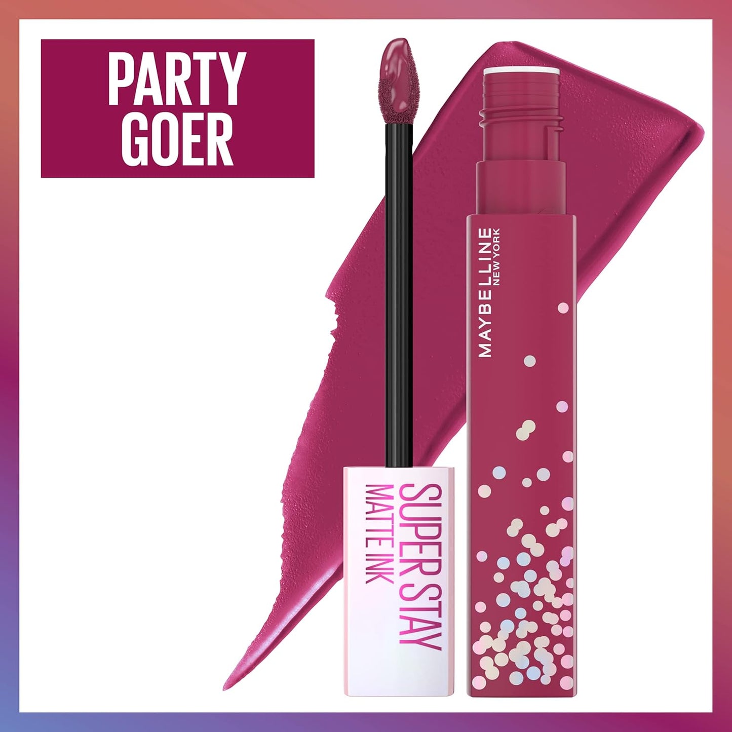 Maybelline New York Super Stay Matte Ink Liquid Lipstick, Transfer Proof, Long Lasting, Limited Edition Birthday Cake Scented Shades, Party Goer, 0.17 Fl Oz