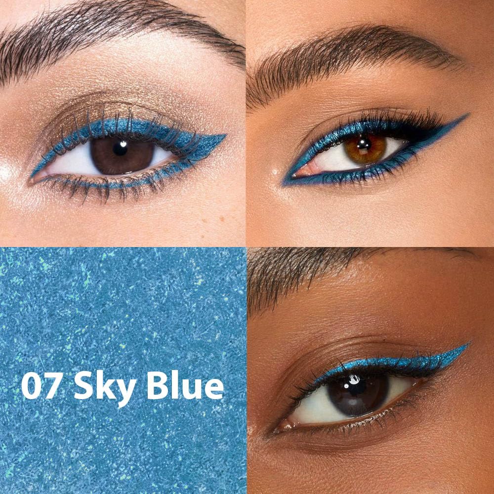 evpct 2Pcs Sky Royal Cobalt Cold Blue Color Gel Glitter Eyeliner Pencils Set for Women Waterline Waterproof Smudge Proof lapiz de ojos delineador de ojos contra el agua Eye Liner Makeup