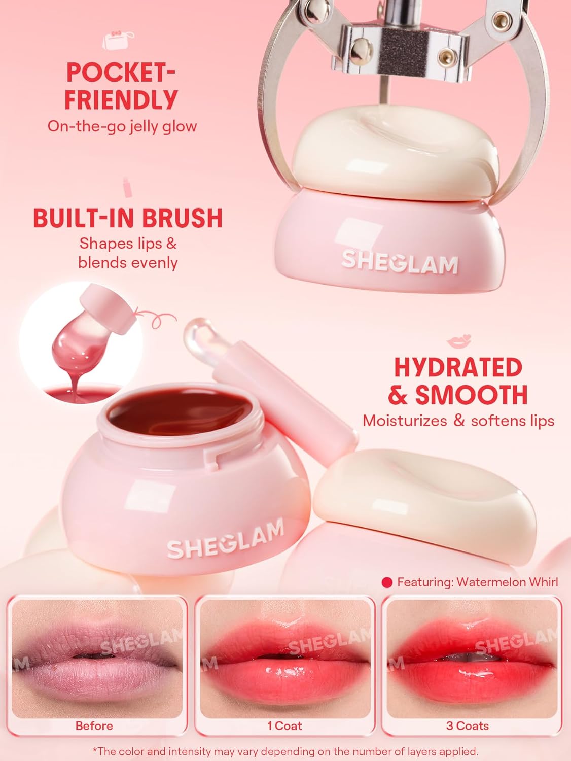 SHEGLAM Hydra Jelly Pocket Lip Jam Hydrating Nourishing Lip Gloss Moisturizing Lip Makeup-Choco Cream