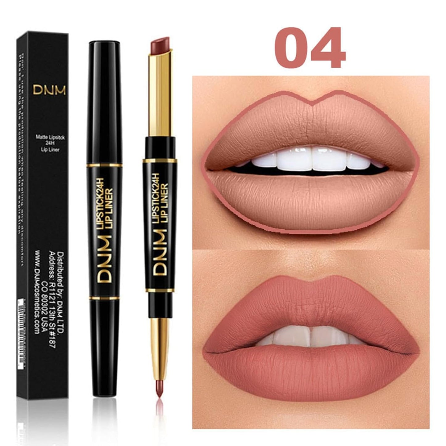PHOERA Foundation Full Coverage,3Pcs Lip Liner and Lipstick Set Chestnut Nude Brown for Matte Finish,PHOERA Makeup Wrinkles Matte Natural Finish for a Flawless Complexion(104-Buff Beige+Lip SetA)
