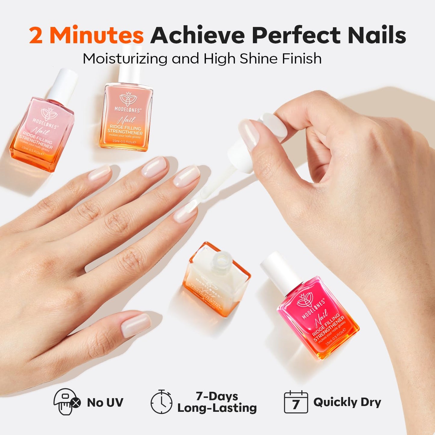 modelones Nail Strengthener Kits Milky White Glitter Pink Nude Nail Polish Sets Nail Repair for Damaged Nails Strengthener and Growth for Thin Weak & Damaged Nail Care Kit for Women 4 Pcs Gifts Sets