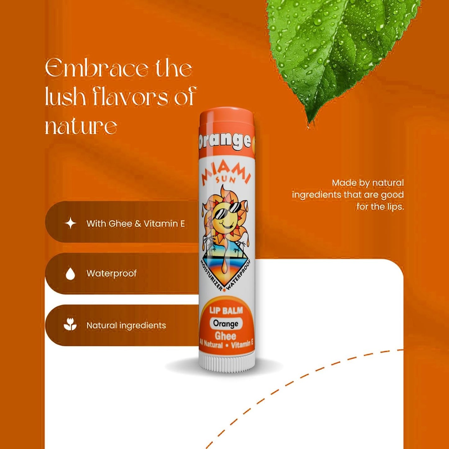 Miami Sun Natural Ghee Lip Balm, Hydrating Lip Treatment with Shea Butter & Beeswax, Organic & Non-Toxic, Best for Dry, Chapped Lips - Moisturizing, Healing, Chemical-Free Lip Repair (12 Pcs, Variety)