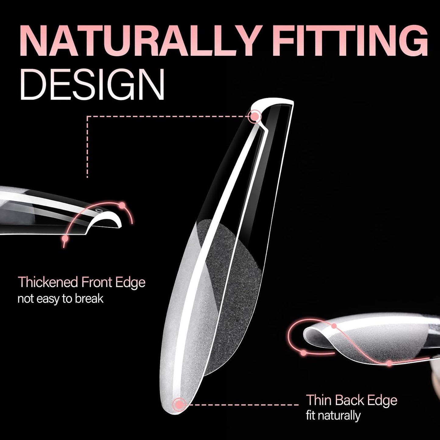 AILLSA Long Coffin Nail Tips - 450pcs Thickened Pre-shaped False Nail Tips Half Matte Nails Tips, Acrylic Fake Nails Extension for Home Salon DIY