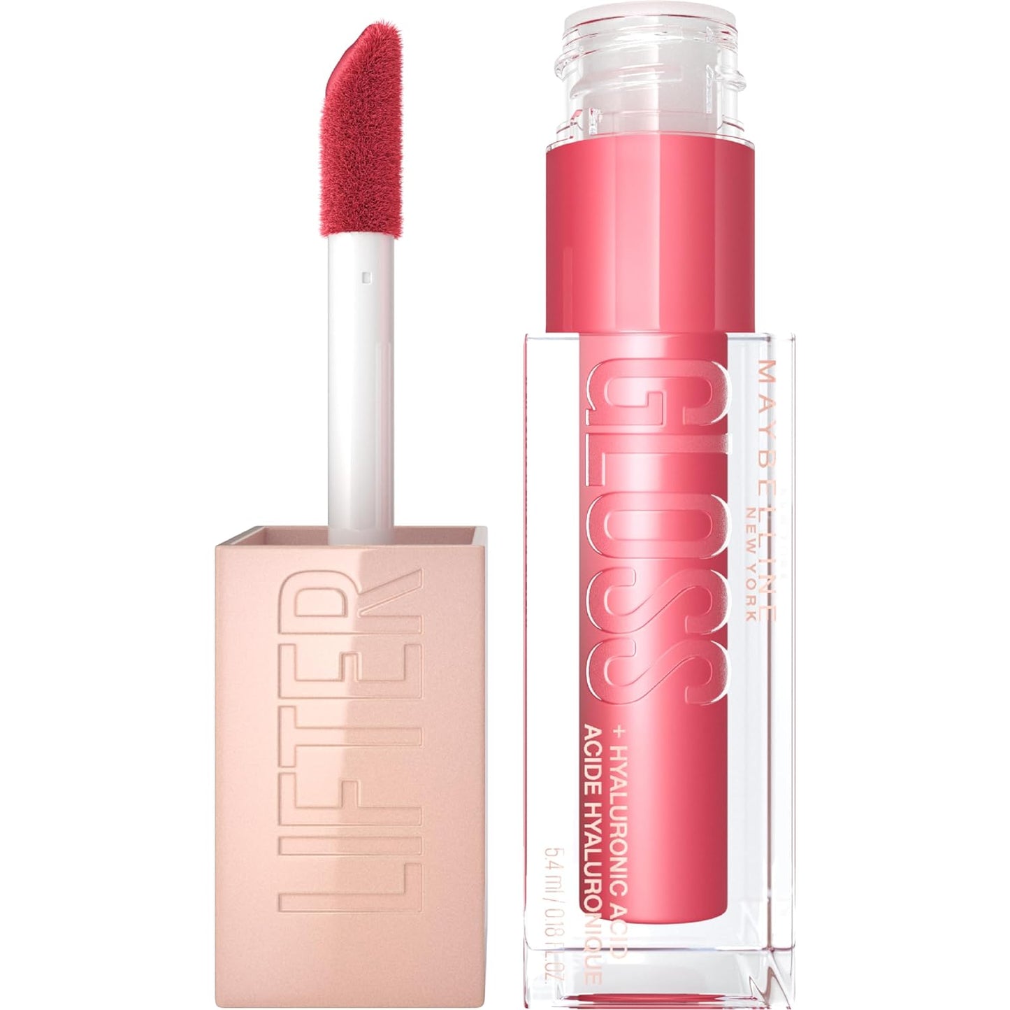 Maybelline Lifter Gloss, Hydrating Lip Gloss with Hyaluronic Acid, High Shine for Plumper Looking Lips, Heat, Raspberry Neutral, 0.18 Ounce